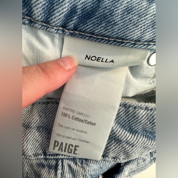 PAIGE Denim Noella Straight Raw Hem Jeans Doretta Destructed Wash Distressed - Picture 12 of 16